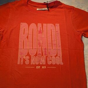 Red Short Sleeve Tee with Bold Text